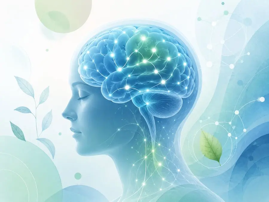 Illustration of neural activity and connections in the brain